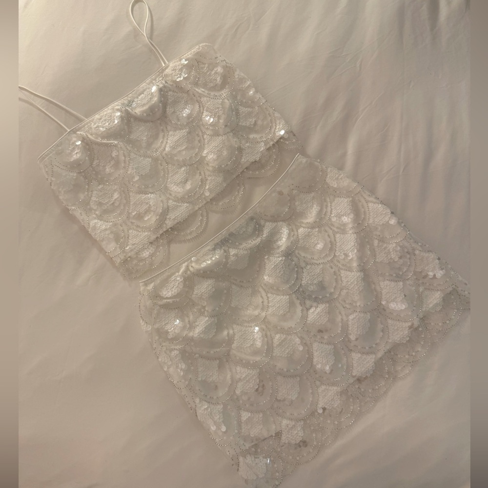 BRIDE / BRIDAL | Rotate White Sequin Two Piece Set | Never Worn NWT | Size 38